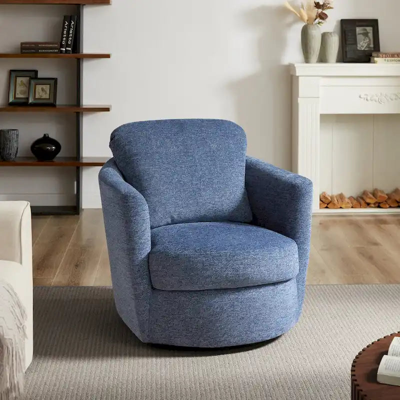 Fauteuil pivotant rond moderne et confortable en velours côtelé