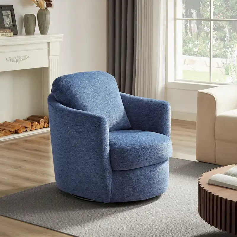 Fauteuil pivotant rond moderne et confortable en velours côtelé