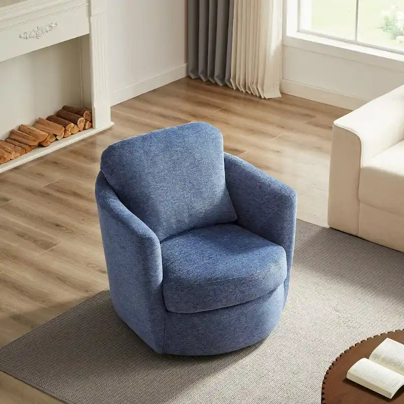 Fauteuil pivotant rond moderne et confortable en velours côtelé