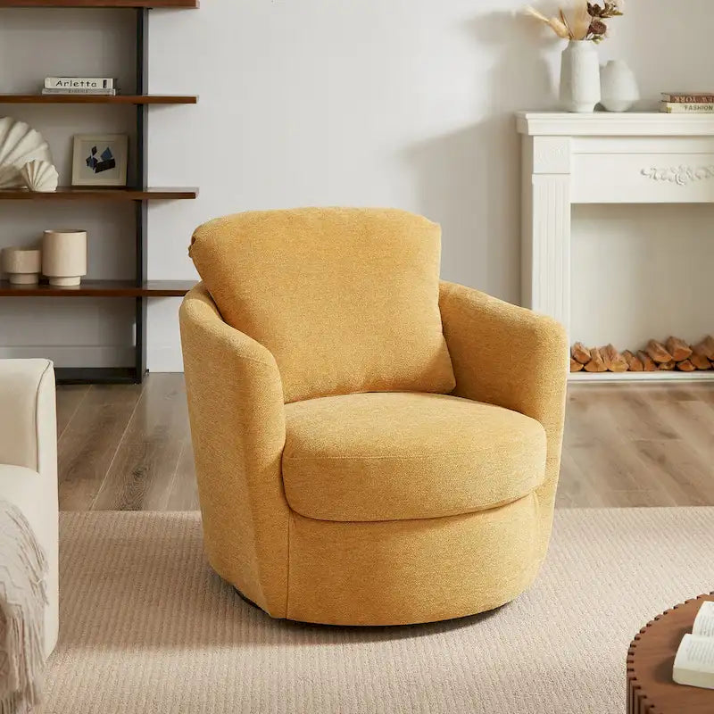 Fauteuil pivotant rond moderne et confortable en velours côtelé