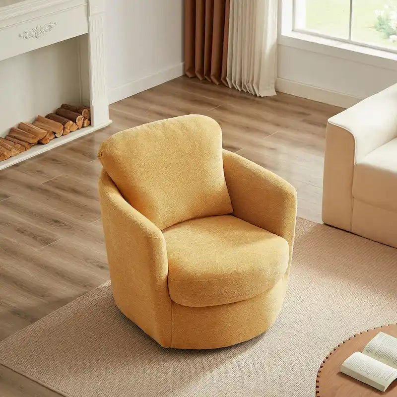 Fauteuil pivotant rond moderne et confortable en velours côtelé