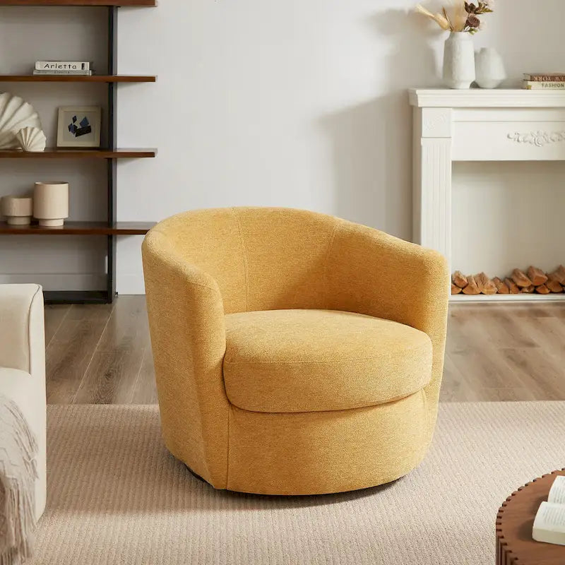 Fauteuil pivotant rond moderne et confortable en velours côtelé