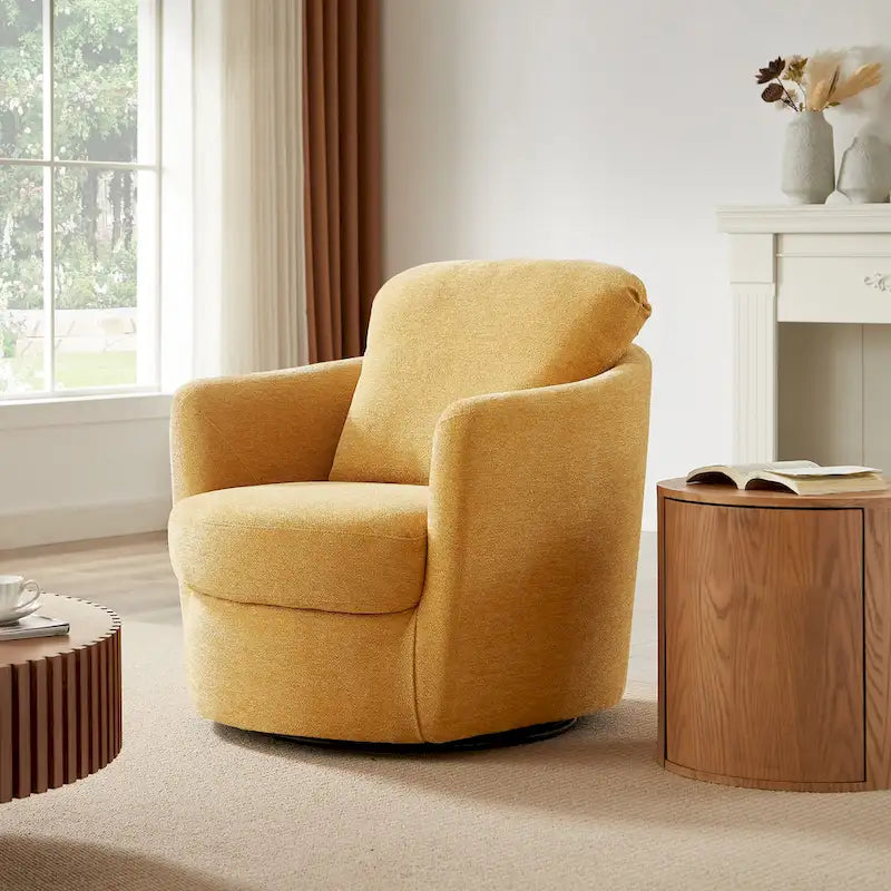 Fauteuil pivotant rond moderne et confortable en velours côtelé