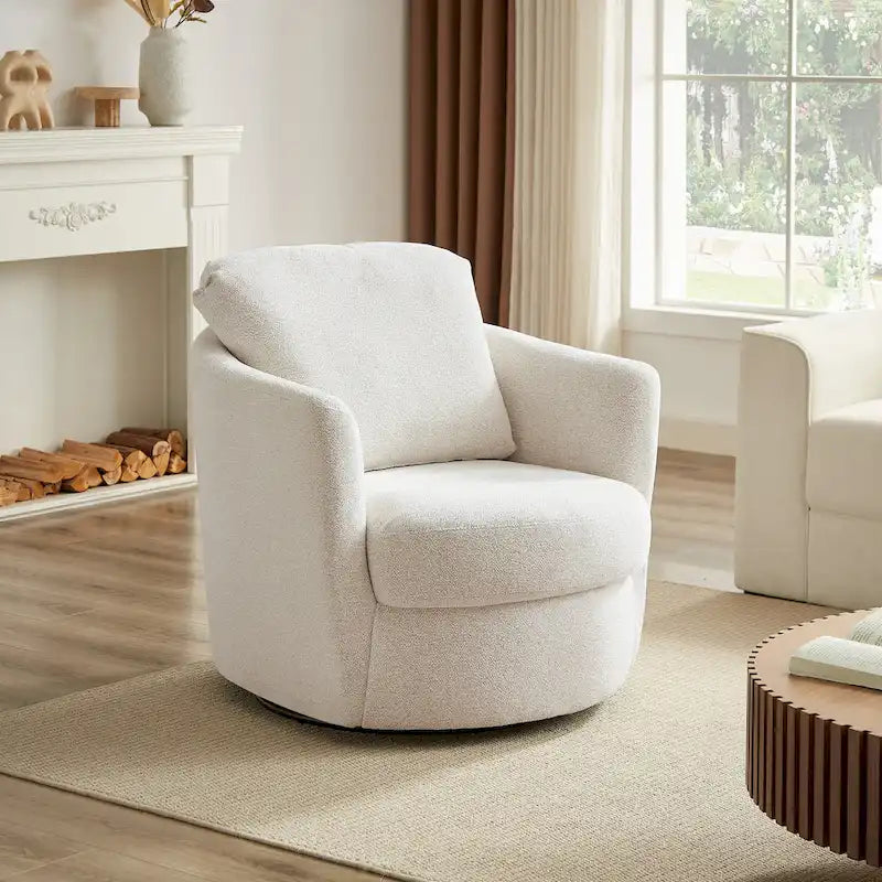 Fauteuil pivotant rond moderne et confortable en velours côtelé