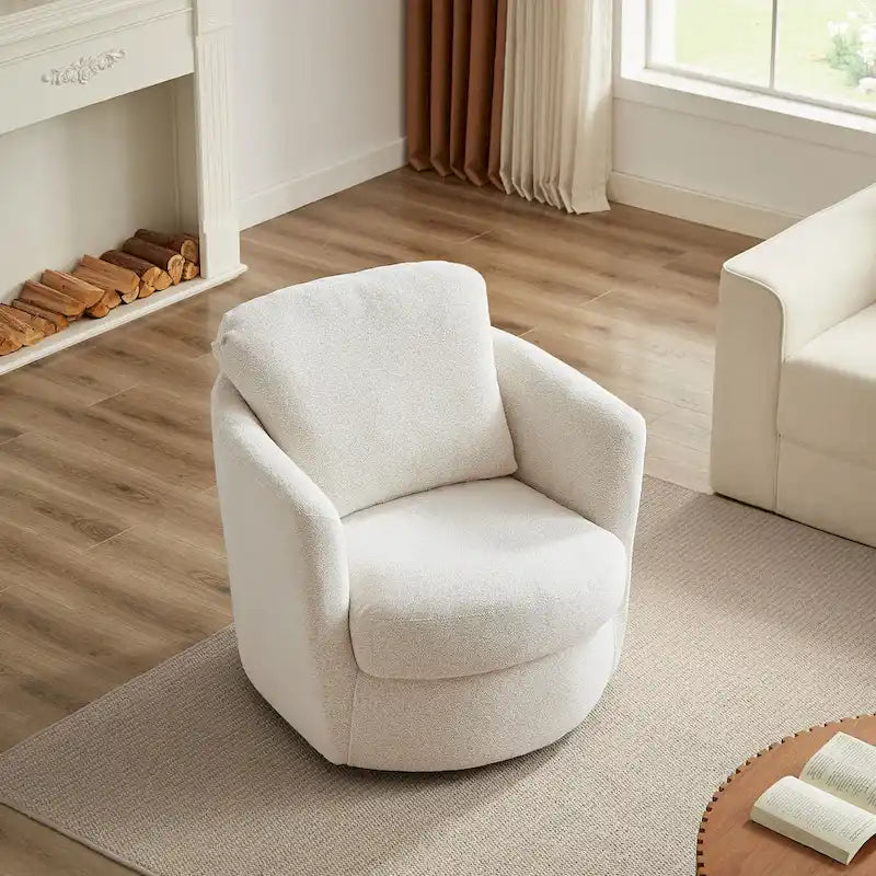Fauteuil pivotant rond moderne et confortable en velours côtelé