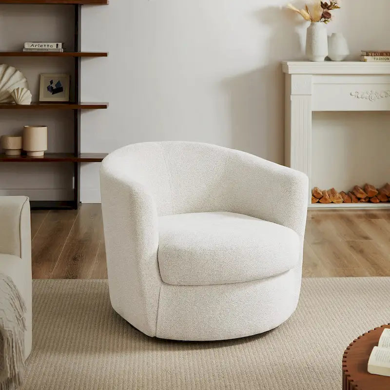 Fauteuil pivotant rond moderne et confortable en velours côtelé