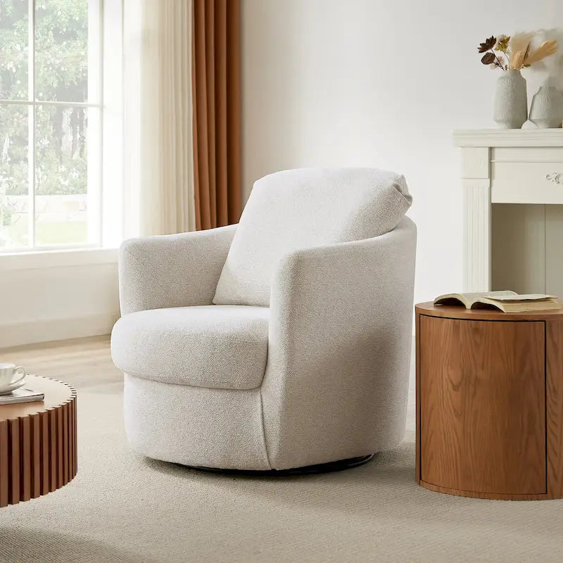 Fauteuil pivotant rond moderne et confortable en velours côtelé
