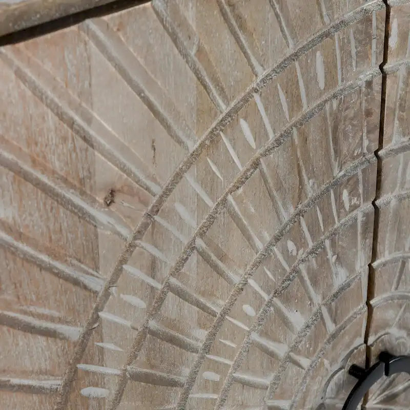 Buffet de rangement à 4 portes en manguier avec détails sculptés