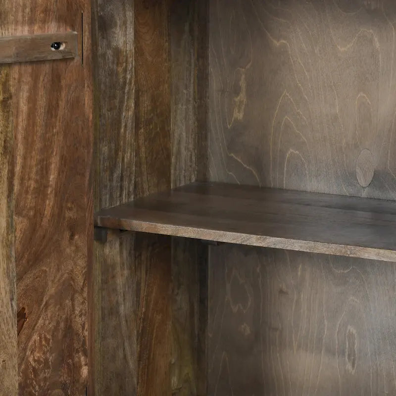 Buffet de rangement à 4 portes en manguier avec détails sculptés