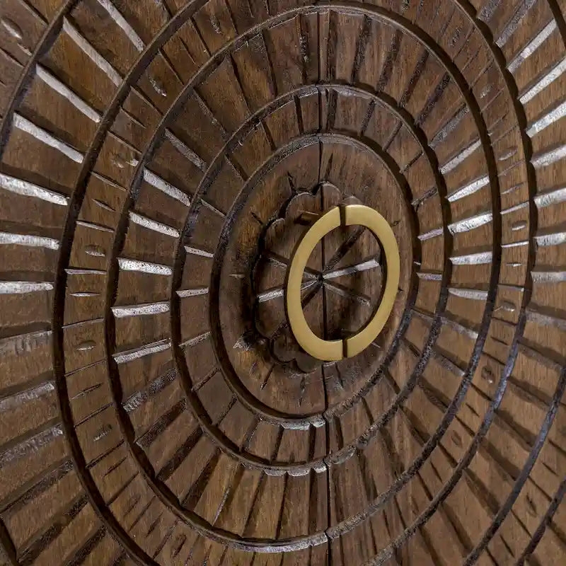 Buffet de rangement à 4 portes en manguier avec détails sculptés