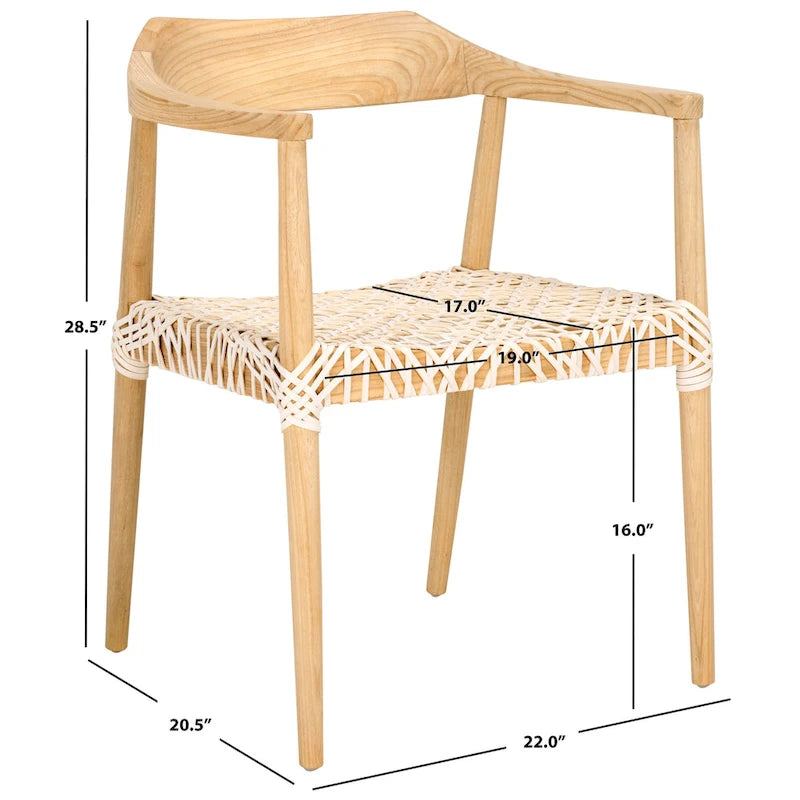 Fauteuil d'appoint moderne du milieu du siècle en cuir tressé et bois massif