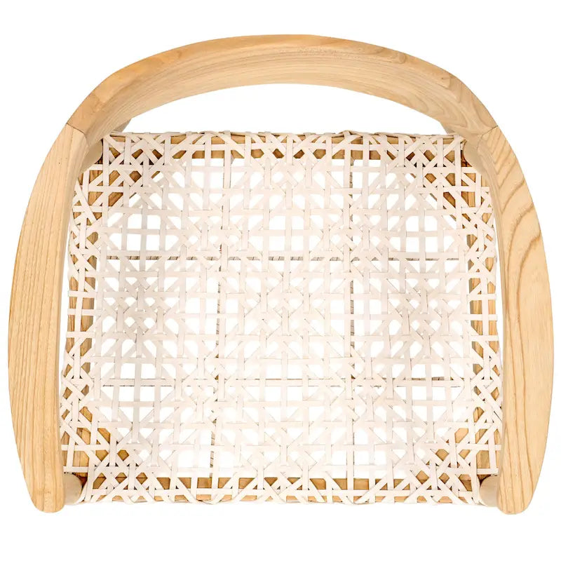 Fauteuil d'appoint moderne du milieu du siècle en cuir tressé et bois massif