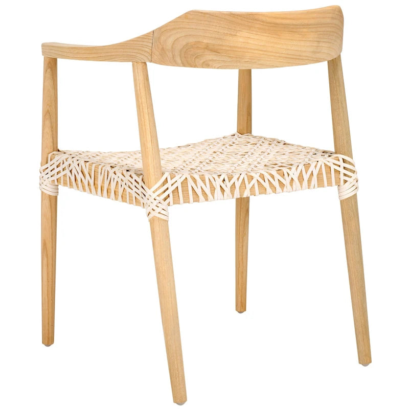 Fauteuil d'appoint moderne du milieu du siècle en cuir tressé et bois massif