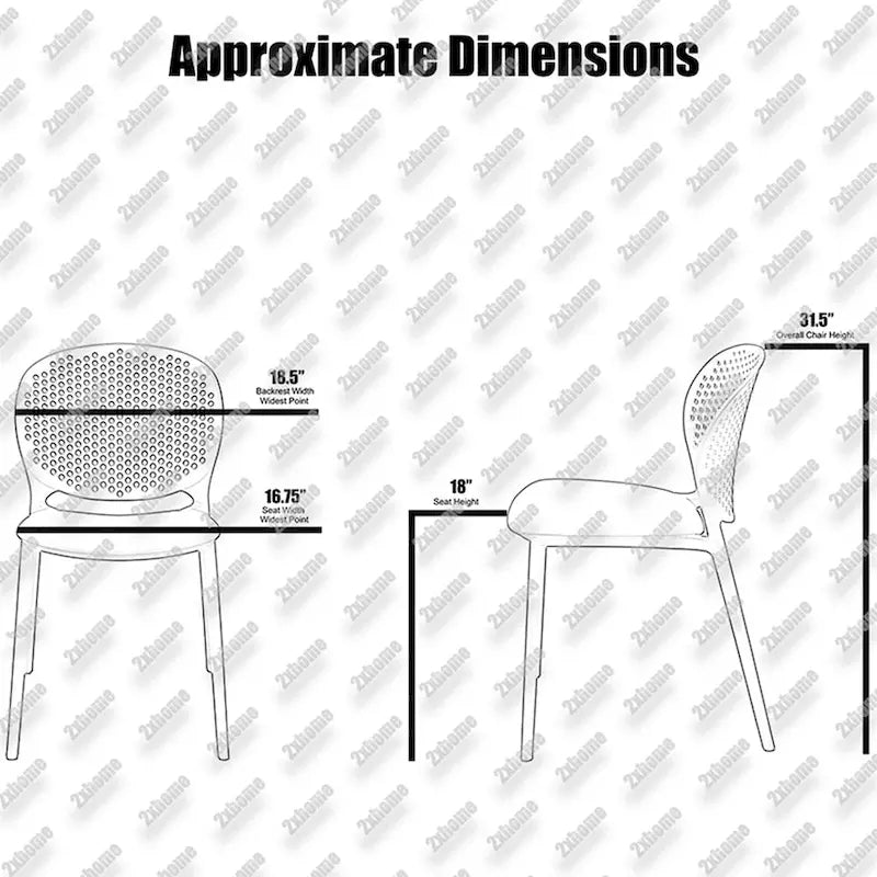 Chaise empilable d'intérieur et d'extérieur en plastique moderne sans accoudoirs, design dossier perforé