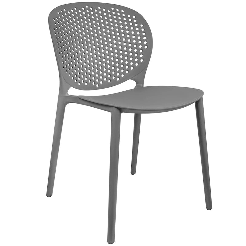Chaise empilable d'intérieur et d'extérieur en plastique moderne sans accoudoirs, design dossier perforé