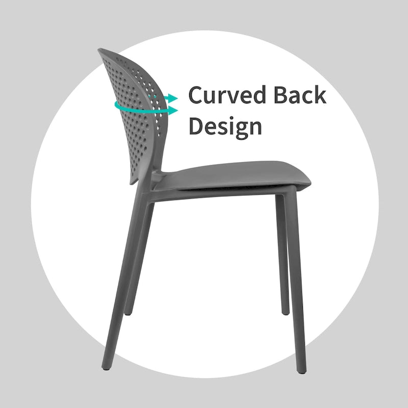 Chaise empilable d'intérieur et d'extérieur en plastique moderne sans accoudoirs, design dossier perforé