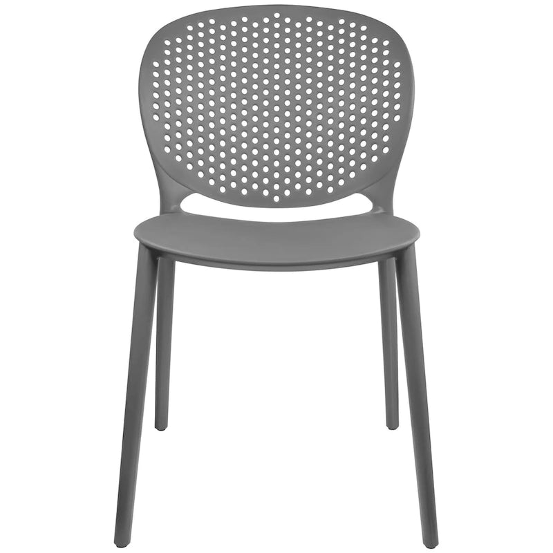 Chaise empilable d'intérieur et d'extérieur en plastique moderne sans accoudoirs, design dossier perforé