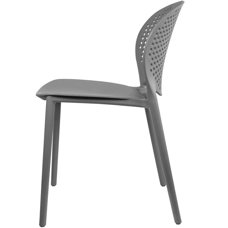 Chaise empilable d'intérieur et d'extérieur en plastique moderne sans accoudoirs, design dossier perforé