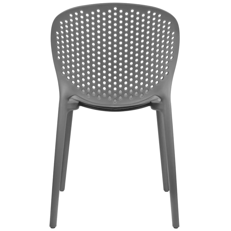 Chaise empilable d'intérieur et d'extérieur en plastique moderne sans accoudoirs, design dossier perforé