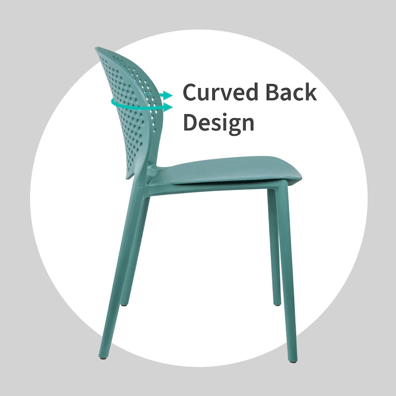Chaise empilable d'intérieur et d'extérieur en plastique moderne sans accoudoirs, design dossier perforé