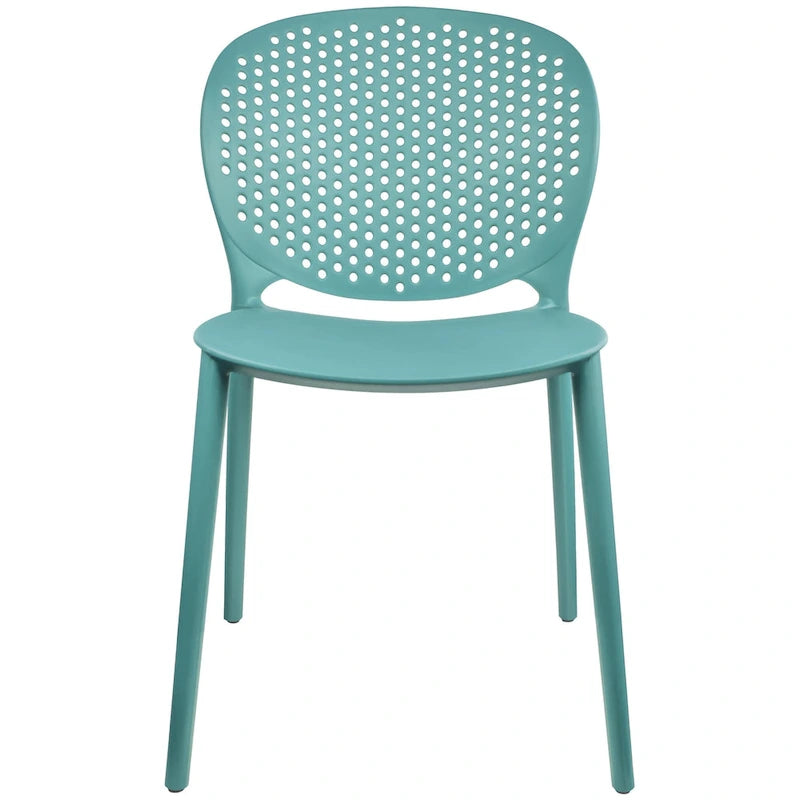 Chaise empilable d'intérieur et d'extérieur en plastique moderne sans accoudoirs, design dossier perforé