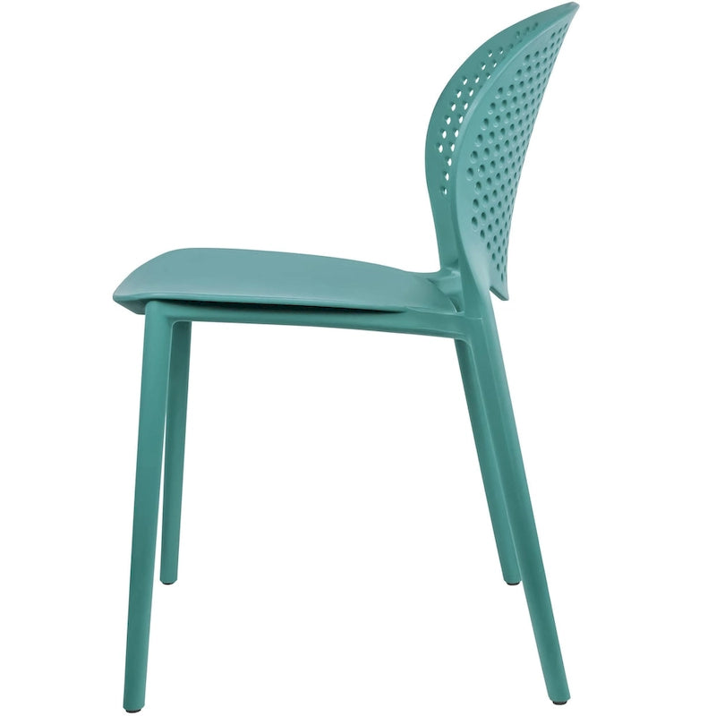 Chaise empilable d'intérieur et d'extérieur en plastique moderne sans accoudoirs, design dossier perforé