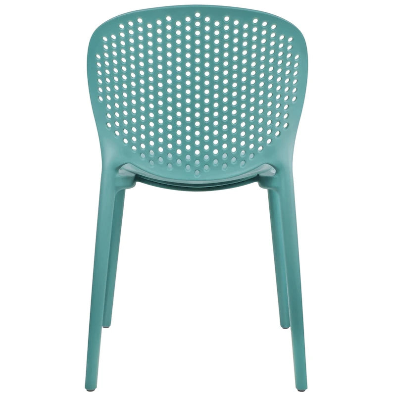 Chaise empilable d'intérieur et d'extérieur en plastique moderne sans accoudoirs, design dossier perforé
