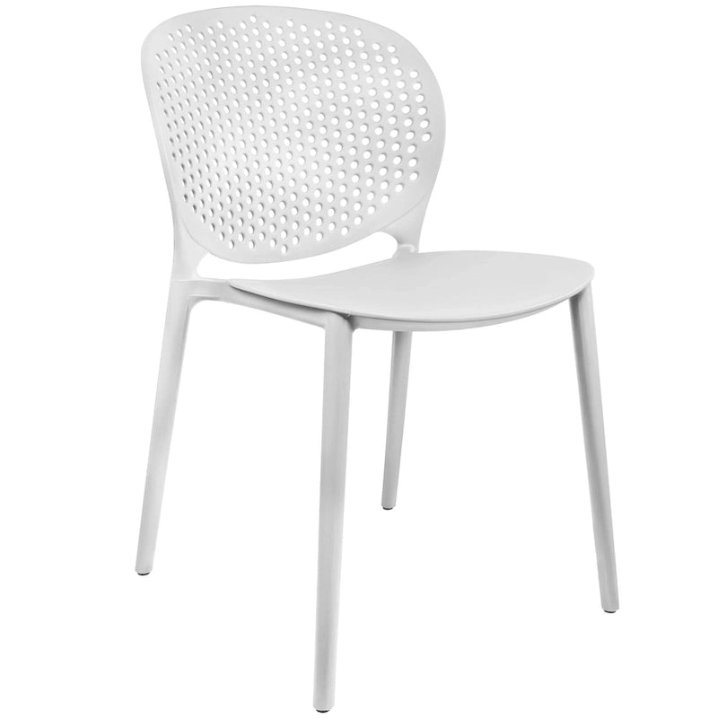 Chaise empilable d'intérieur et d'extérieur en plastique moderne sans accoudoirs, design dossier perforé