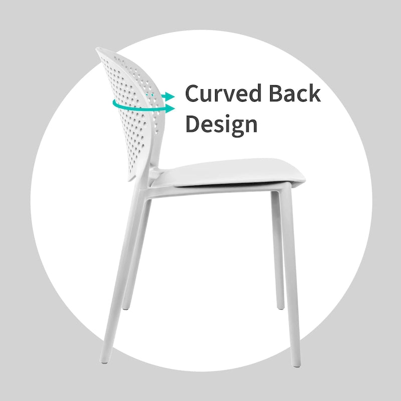 Chaise empilable d'intérieur et d'extérieur en plastique moderne sans accoudoirs, design dossier perforé