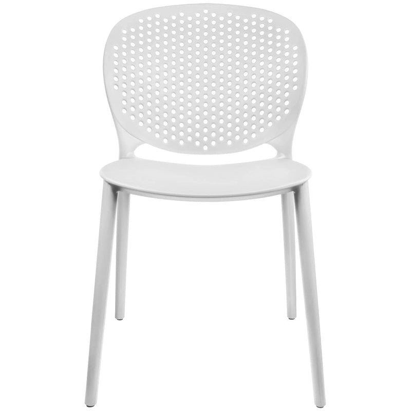 Chaise empilable d'intérieur et d'extérieur en plastique moderne sans accoudoirs, design dossier perforé