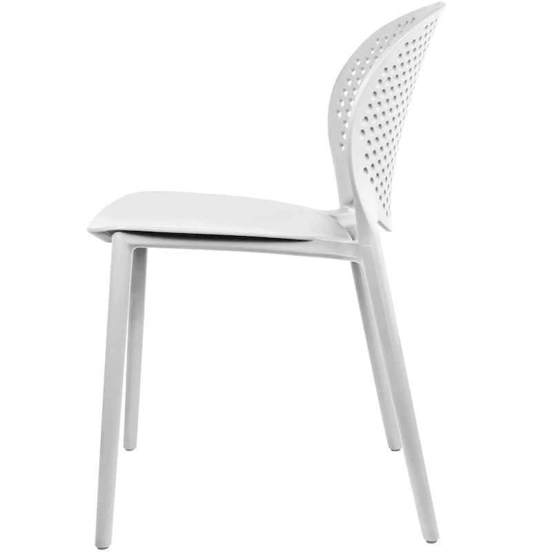 Chaise empilable d'intérieur et d'extérieur en plastique moderne sans accoudoirs, design dossier perforé