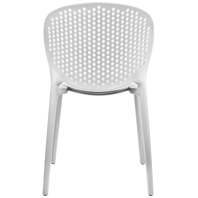 Chaise empilable d'intérieur et d'extérieur en plastique moderne sans accoudoirs, design dossier perforé