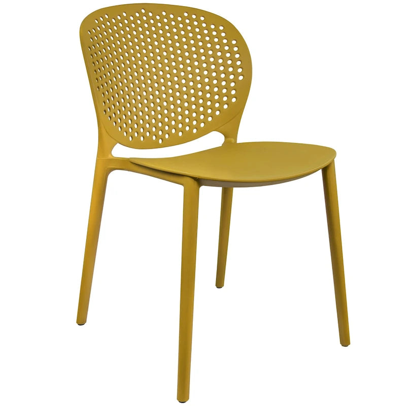 Chaise empilable d'intérieur et d'extérieur en plastique moderne sans accoudoirs, design dossier perforé