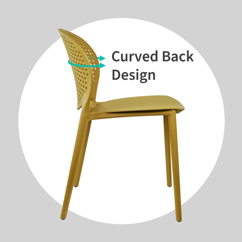 Chaise empilable d'intérieur et d'extérieur en plastique moderne sans accoudoirs, design dossier perforé