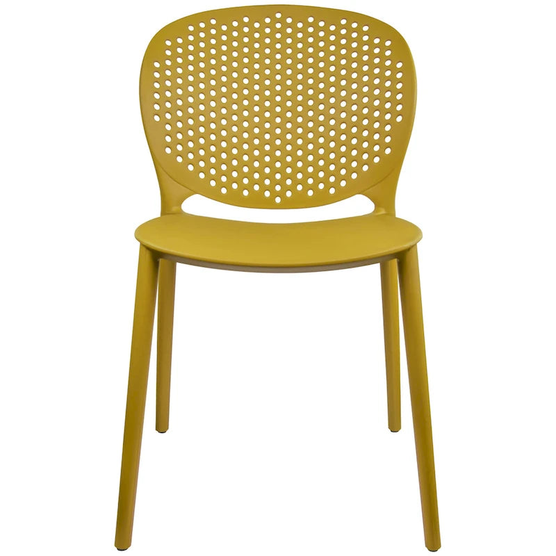 Chaise empilable d'intérieur et d'extérieur en plastique moderne sans accoudoirs, design dossier perforé