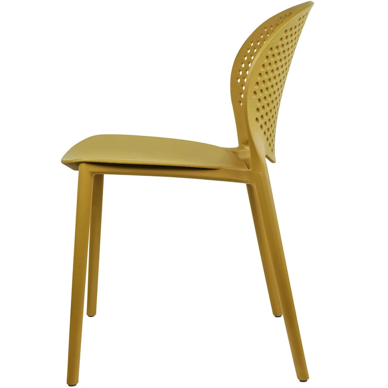 Chaise empilable d'intérieur et d'extérieur en plastique moderne sans accoudoirs, design dossier perforé