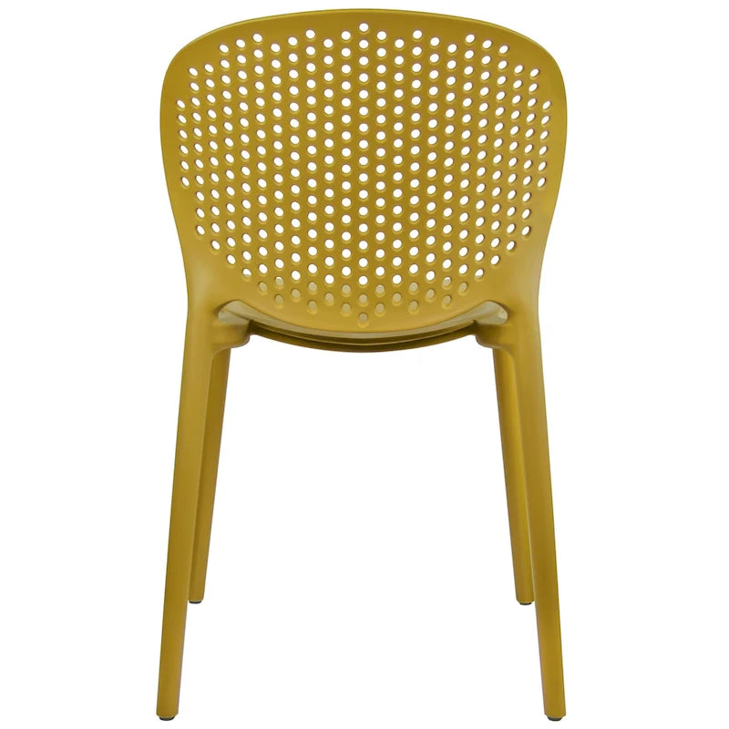 Chaise empilable d'intérieur et d'extérieur en plastique moderne sans accoudoirs, design dossier perforé