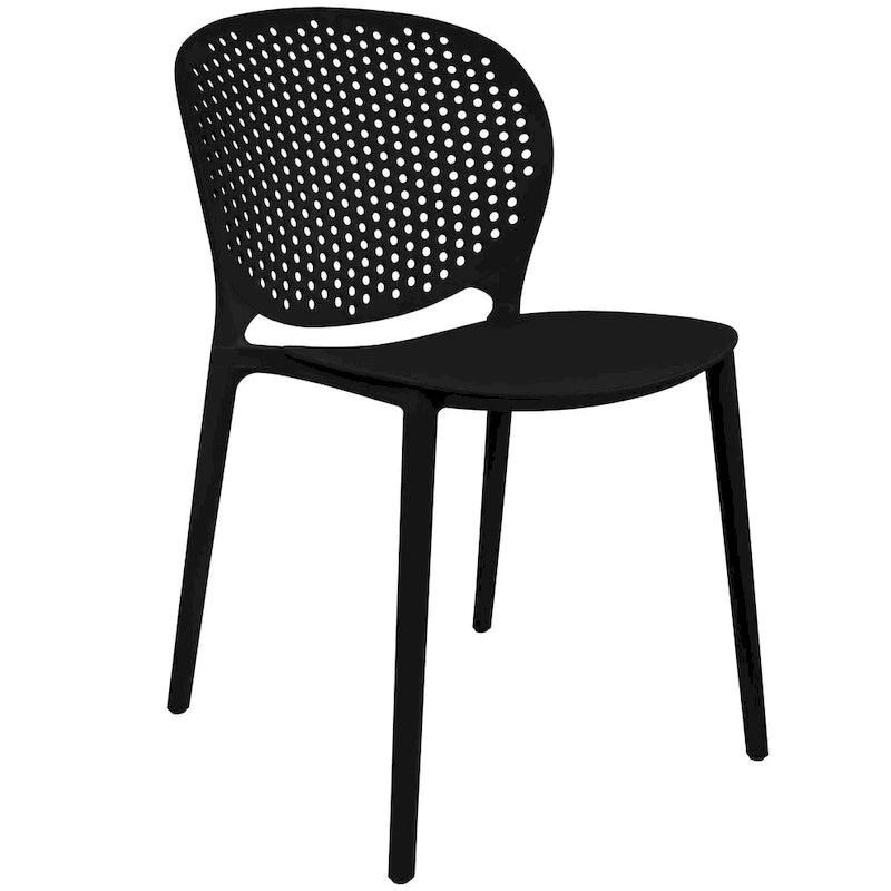 Chaise empilable d'intérieur et d'extérieur en plastique moderne sans accoudoirs, design dossier perforé