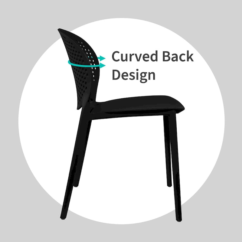 Chaise empilable d'intérieur et d'extérieur en plastique moderne sans accoudoirs, design dossier perforé