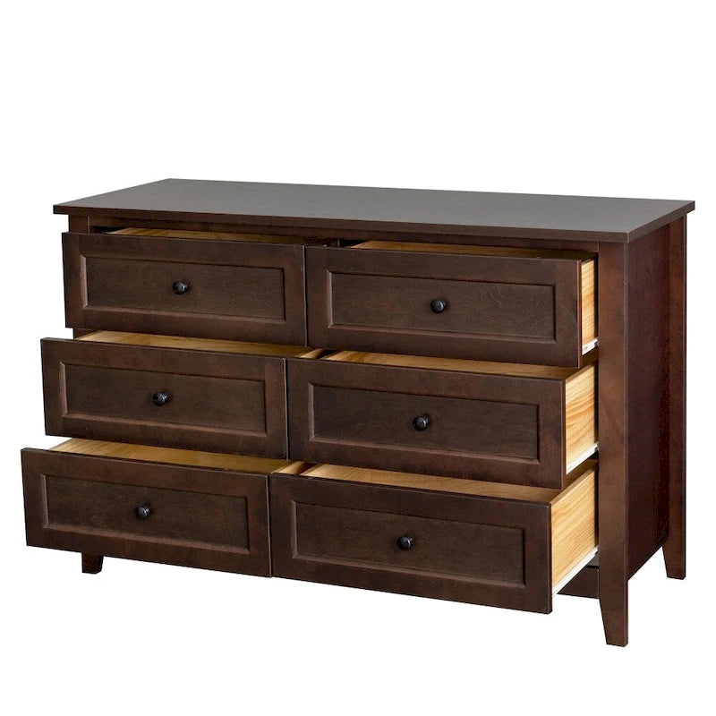 Commode de rangement à 6 tiroirs avec poignée ronde rétro