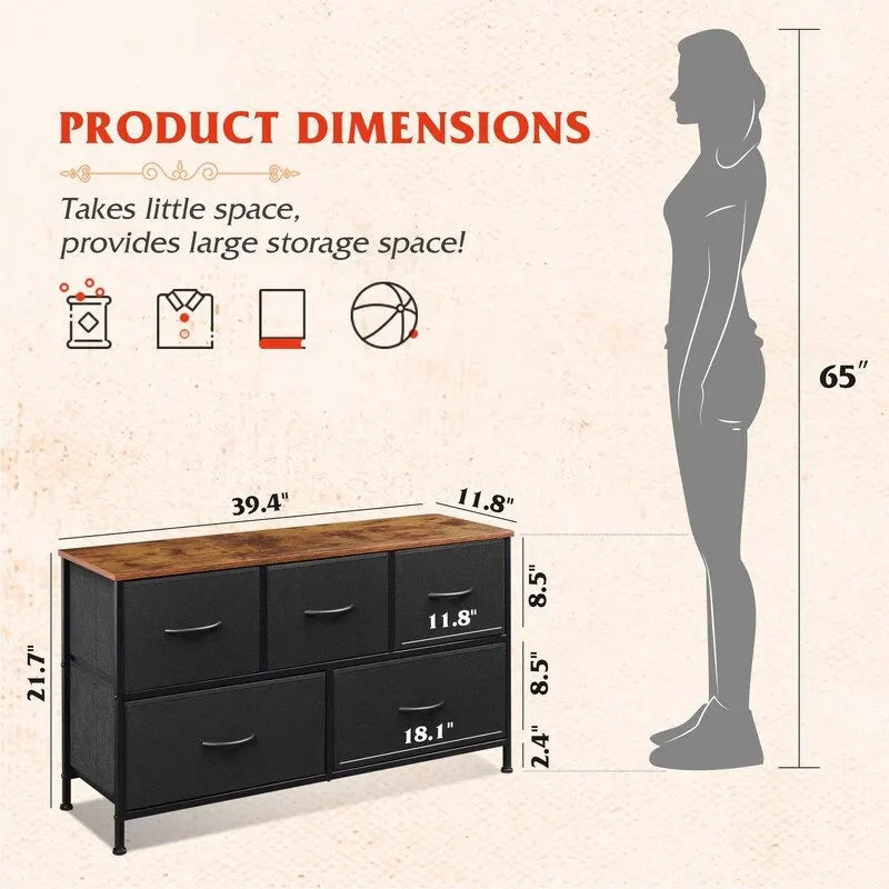 Commode de chambre à 5 tiroirs