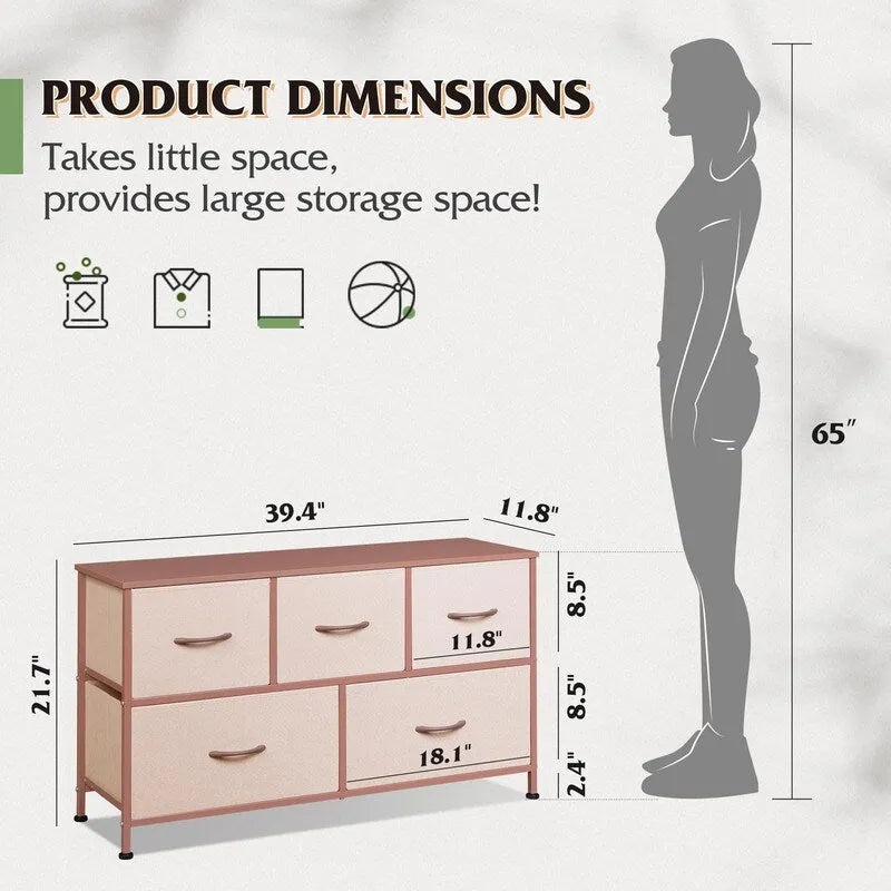 Commode de chambre à 5 tiroirs