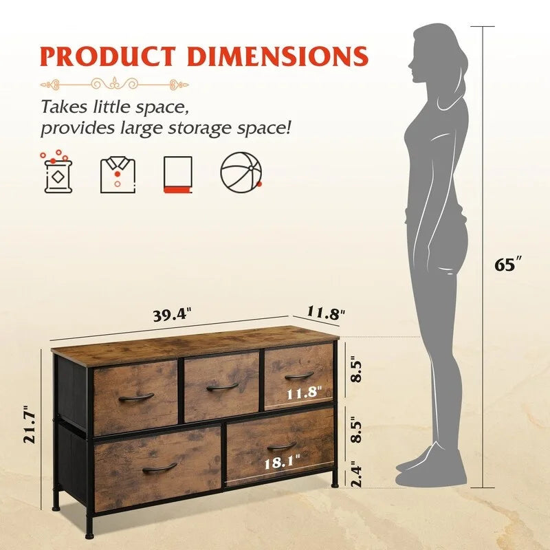 Commode de chambre à 5 tiroirs