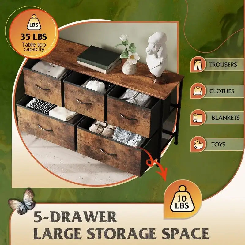 Commode de chambre à 5 tiroirs