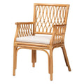 Fauteuil en rotin miel clair bohème avec coussin amovible