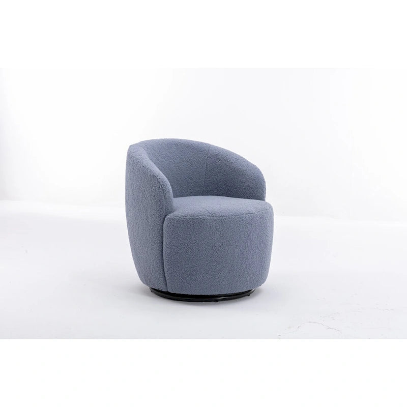 Fauteuil pivotant en velours avec piètement en métal laqué noir.