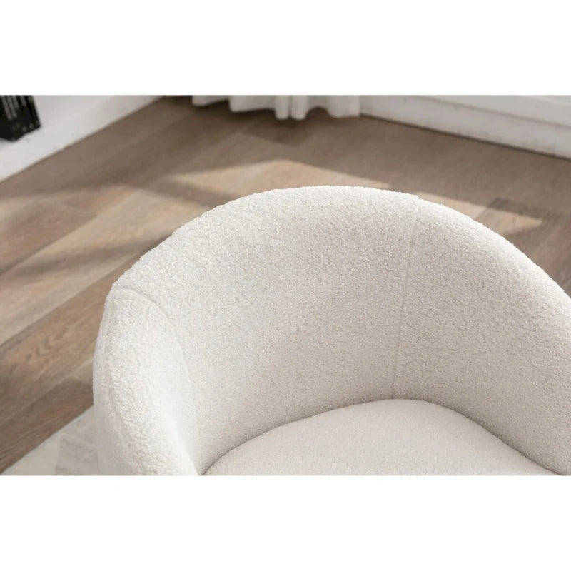 Fauteuil pivotant en velours avec piètement en métal laqué noir.