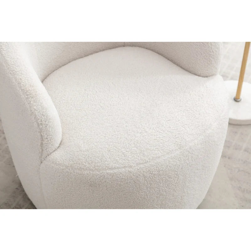 Fauteuil pivotant en velours avec piètement en métal laqué noir.