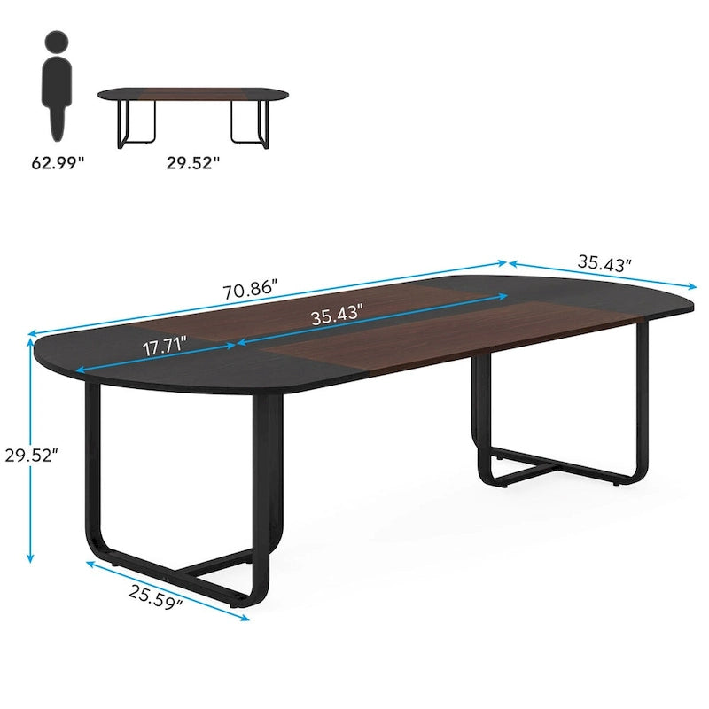 Table à manger ovale moderne avec plateau à raccords pour 6 à 8 personnes