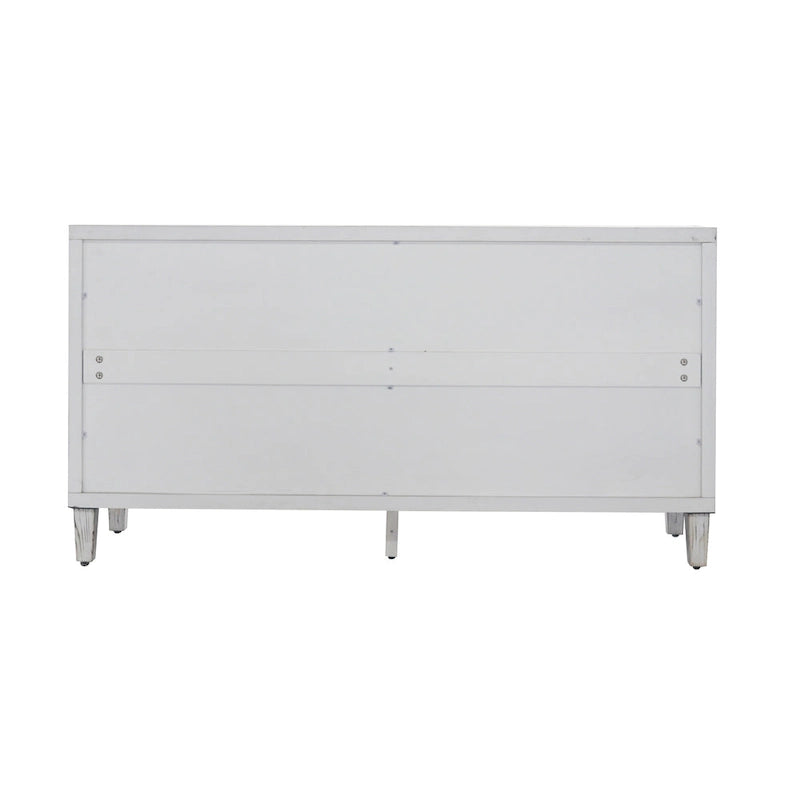 Bahut en bois moderne blanc lavé de 60 pouces à 4 portes avec rangement d'appoint